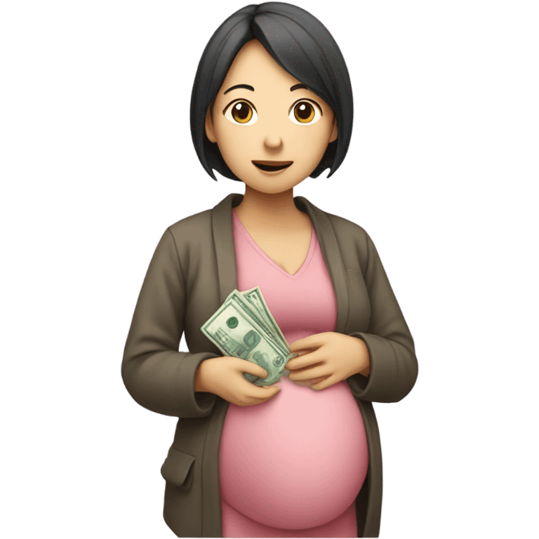 Pregnant japanese woman with money emoji