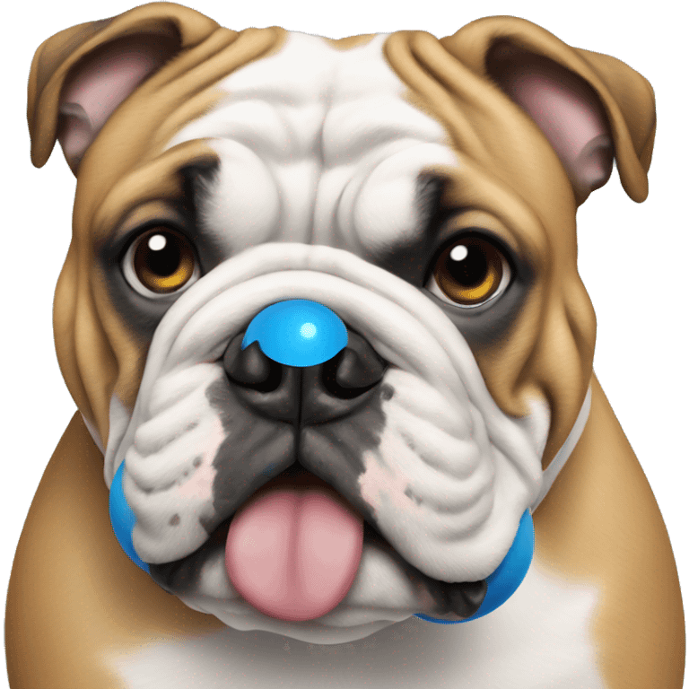 English bulldog with blue ball emoji