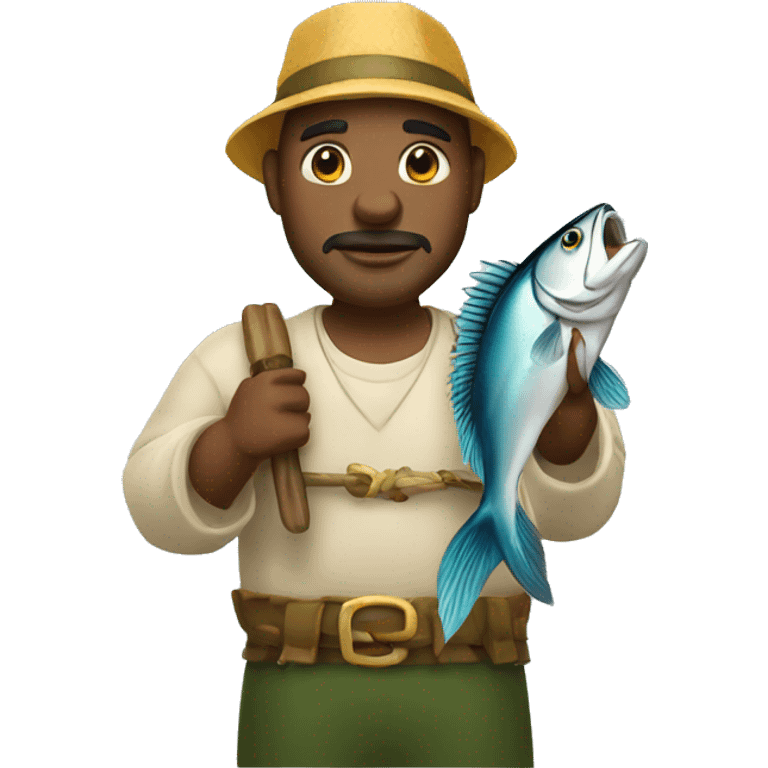 king fisherman with fish in hands emoji