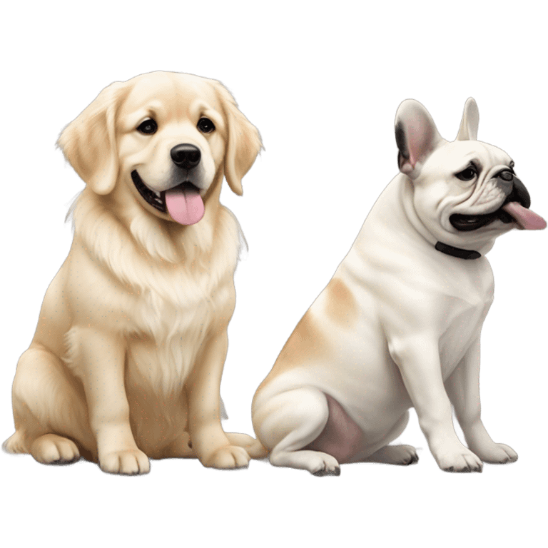 English cream golden retriever and an oreo colored frenchie as best friends emoji