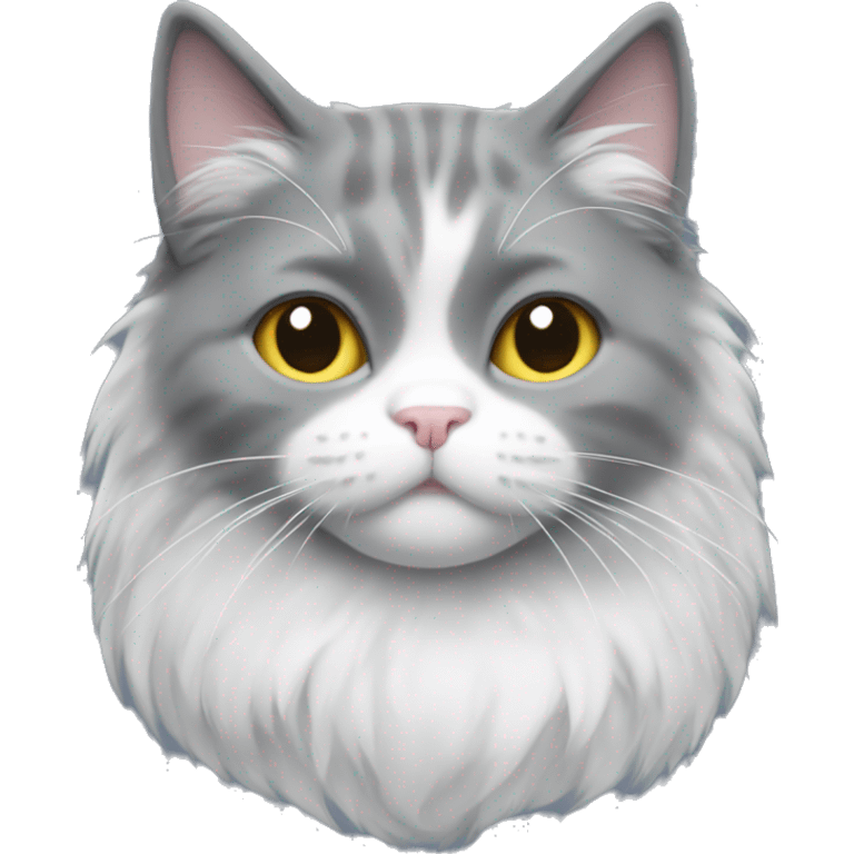 Puffy gray cat with white fur on chest  emoji