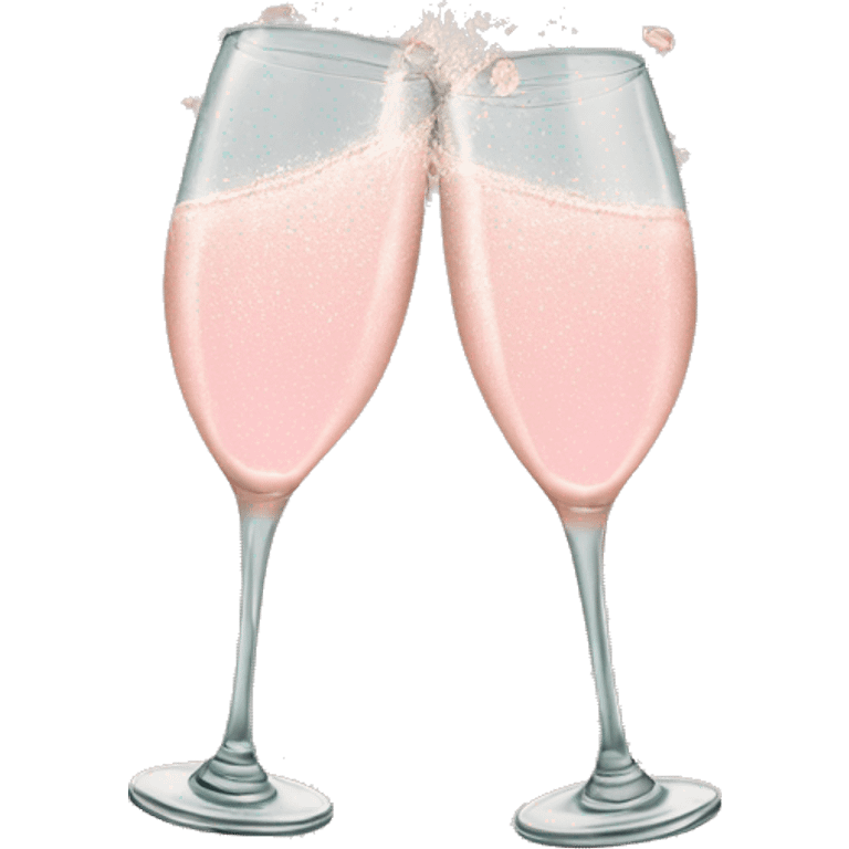 glasses of pastel pink champagne are smashing against each other emoji