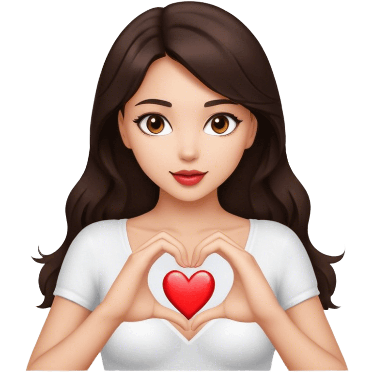 Sexy Brunnete girl with two hands creating a heart shape emoji