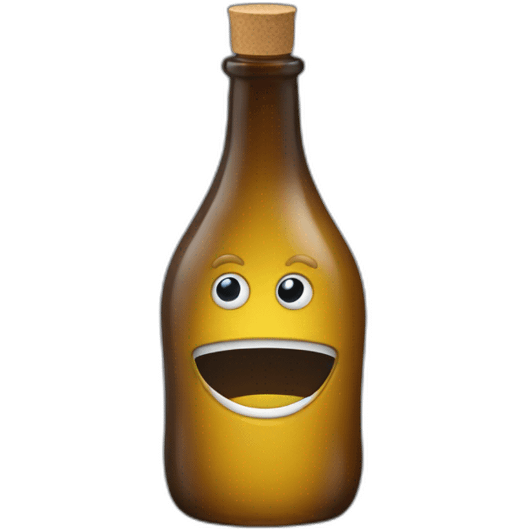 Curvy bottle with eyes emoji