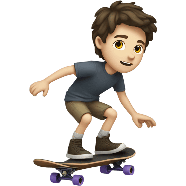 Skateboarding brunette white pale boy riding a skate board emoji