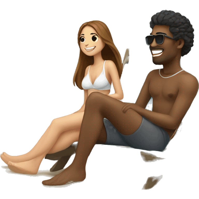 Young Couple Relaxing at he Beach emoji