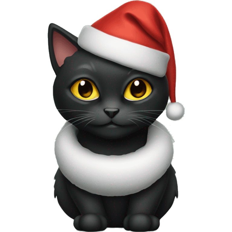 Black Cat wearing a Santa hat emoji