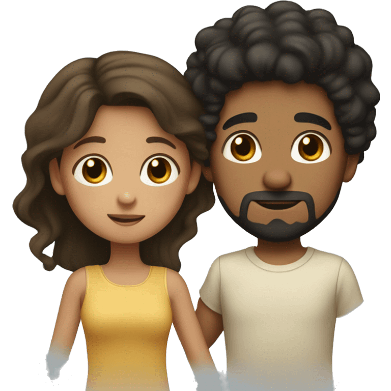 boy with black hair and goatee holding girl with long brown hair and light brown skin emoji