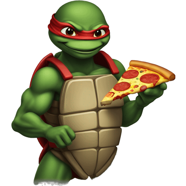 raphael tmnt with pizza dark grey background emoji