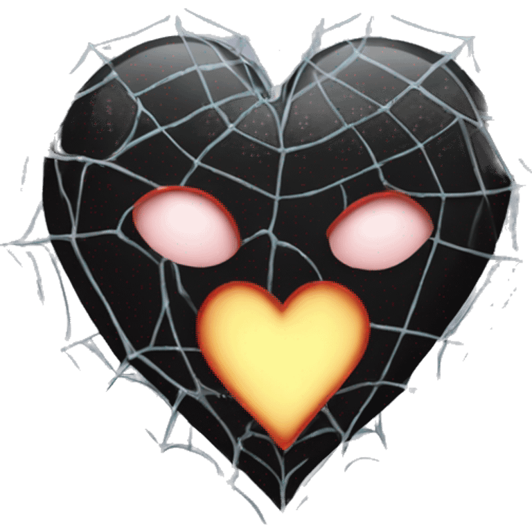 Black heart with webs emoji