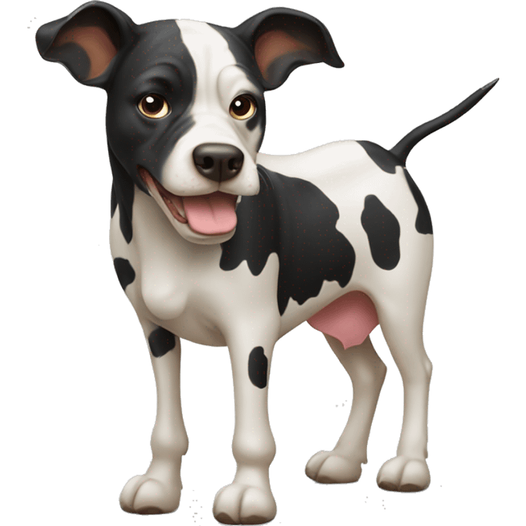 A dog with a cow emoji