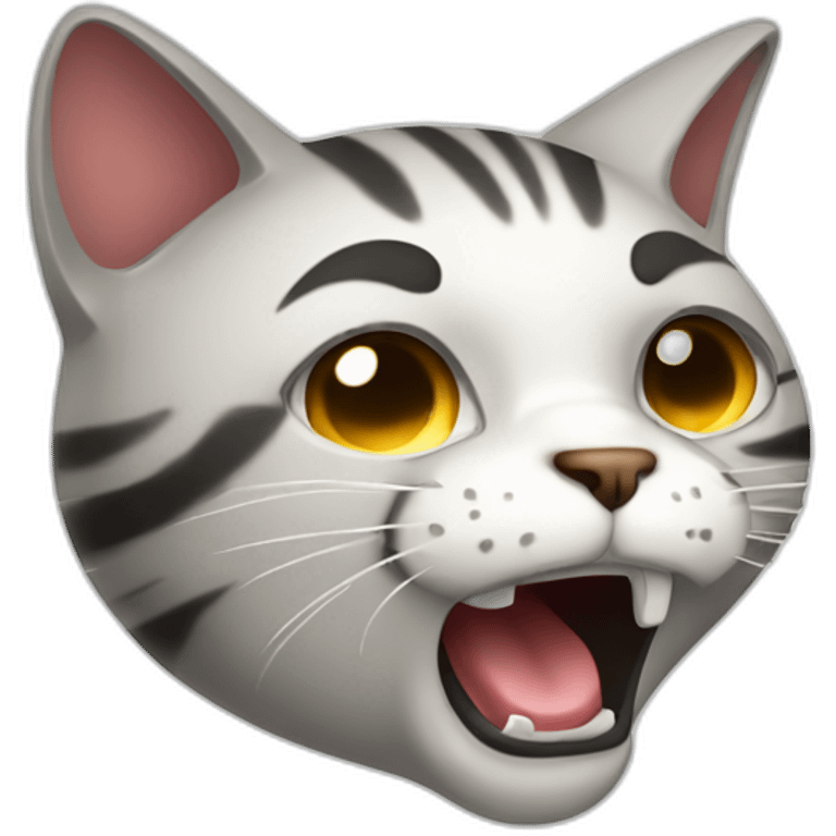 cartoon 2d cat shocked sideways crying with gun emoji