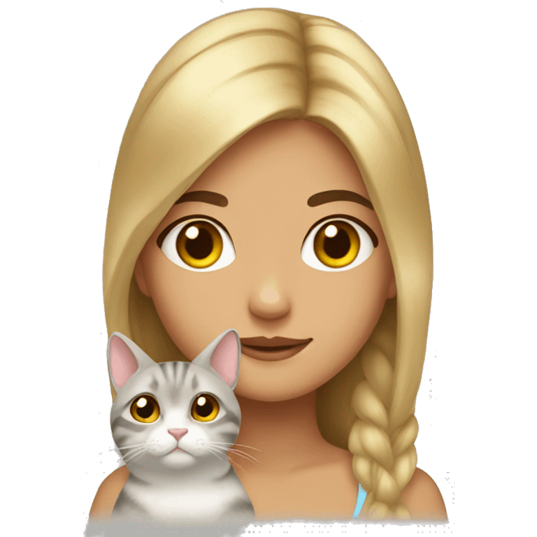 Girl and cat golden chinchilla  emoji