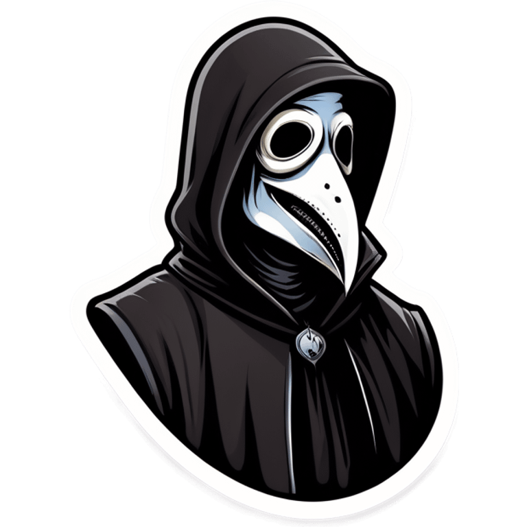 Man wearing a black plague doctor mask in a hood laughing emoji