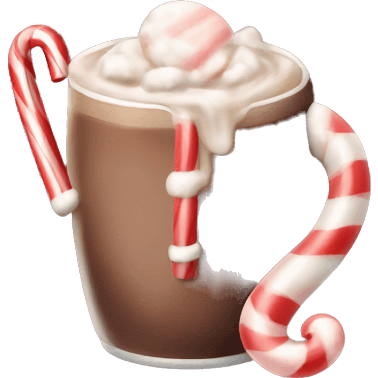 Hot cocoa with candy cane  emoji