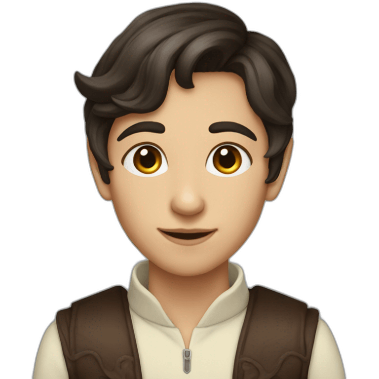 elf androgynous person with dark brown hair and   emoji