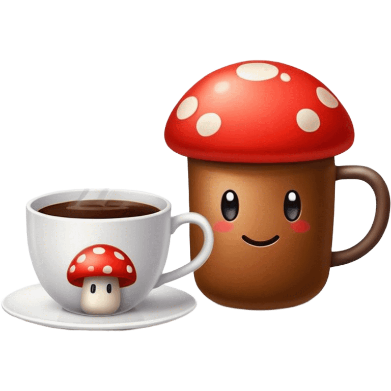 mushroom in coffee with a basketball next to cup  emoji