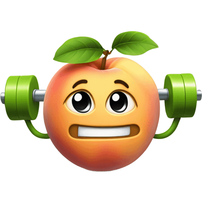 Peach winking and lifting weights with 2 arms  emoji