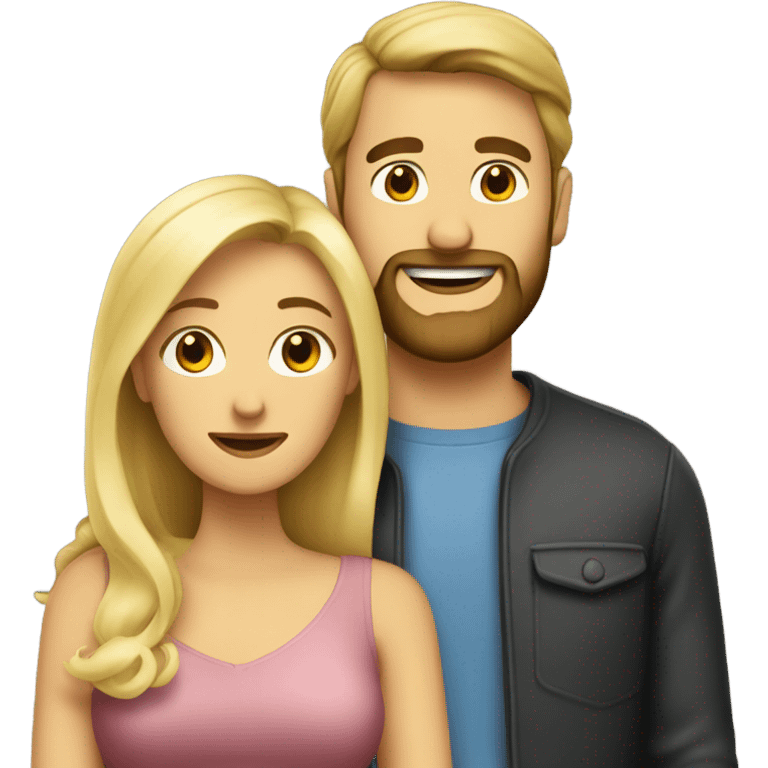 Husband with beard and blonde wife emoji