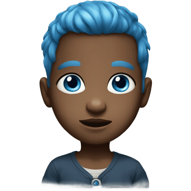 Baby boy with blue eyes and blue hair emoji