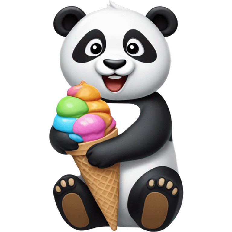 Panda eating ice cream emoji