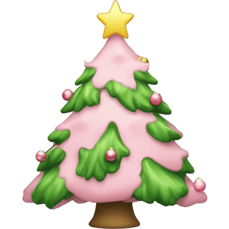 cute Christmas tree with all light pink ornaments and light green colored tree emoji