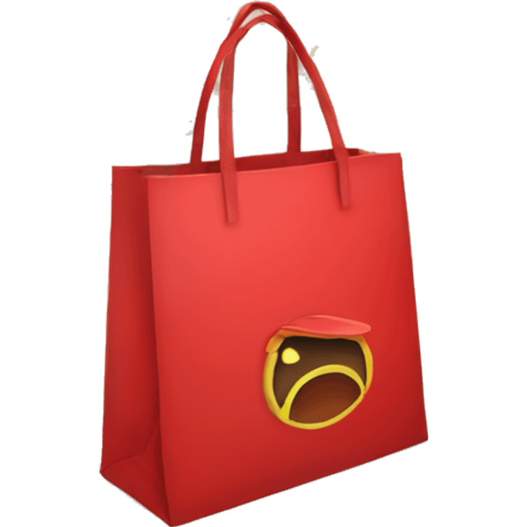 bolso rojo de compras con simbolo de promocion en el centro emoji