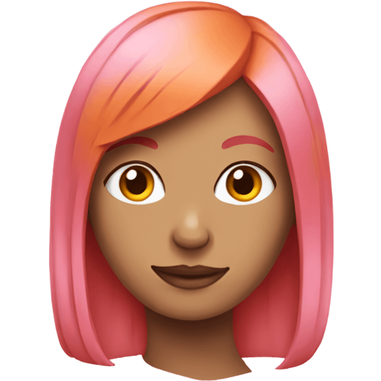 Pink haired female with orange cat emoji