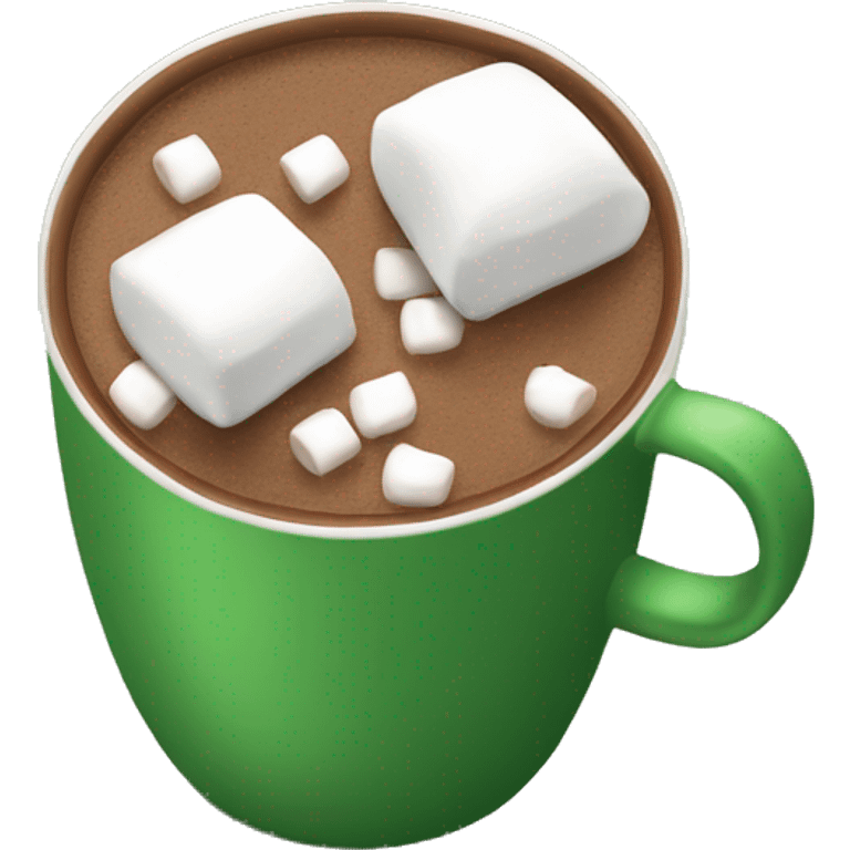 Green mug with hot cocoa and marshmallows in it emoji