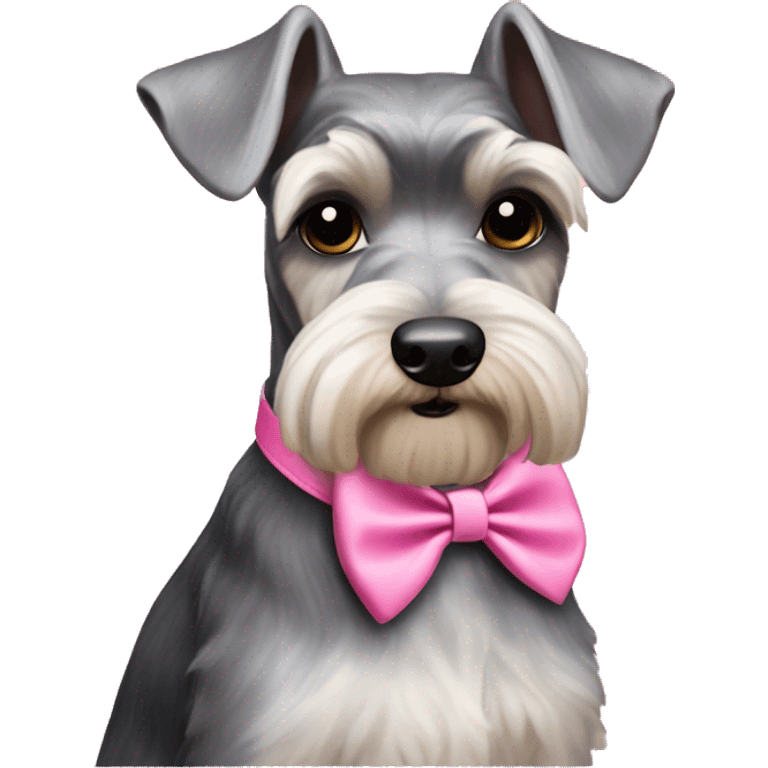 Miniature Schnauzer in pink collar bow old money emoji