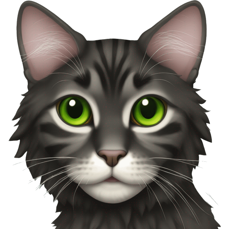 Black only maincoon cat green eyes full body emoji