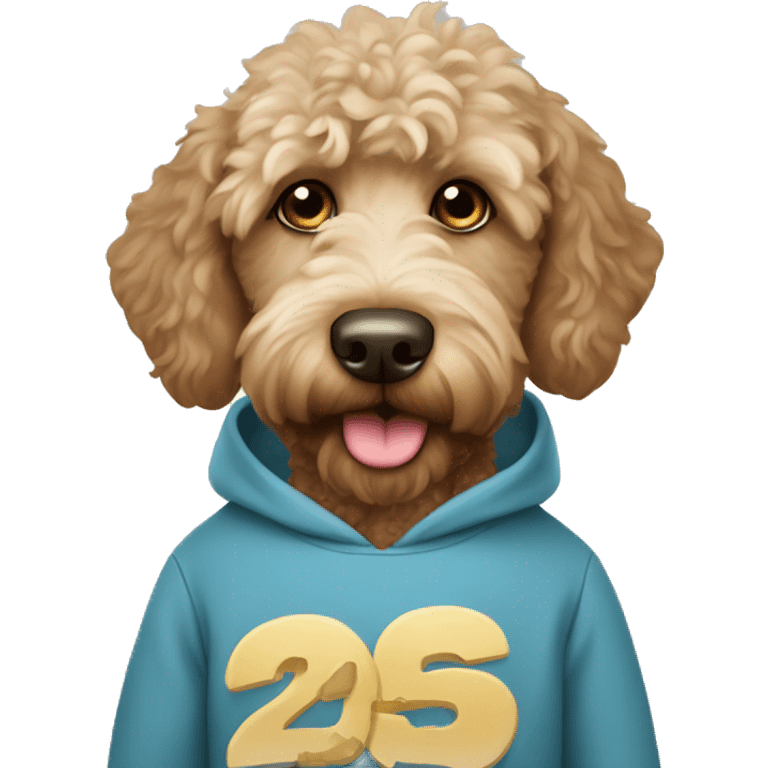 Labradoodle wearing Sweatshirt with 2025 Print  emoji