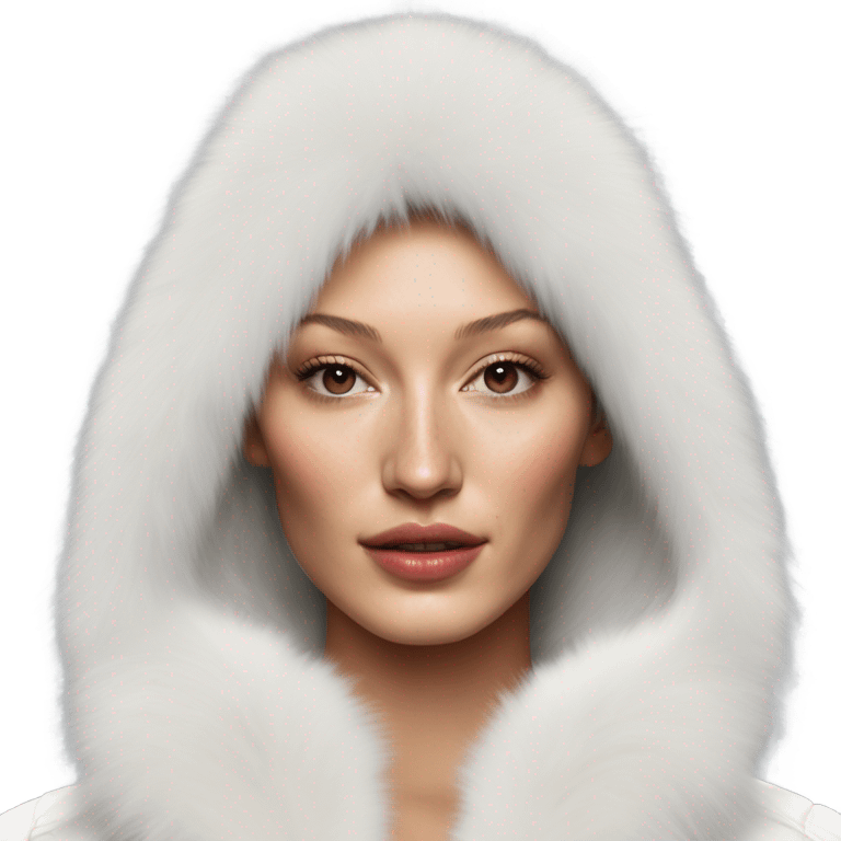 Bella hadid in white fur emoji