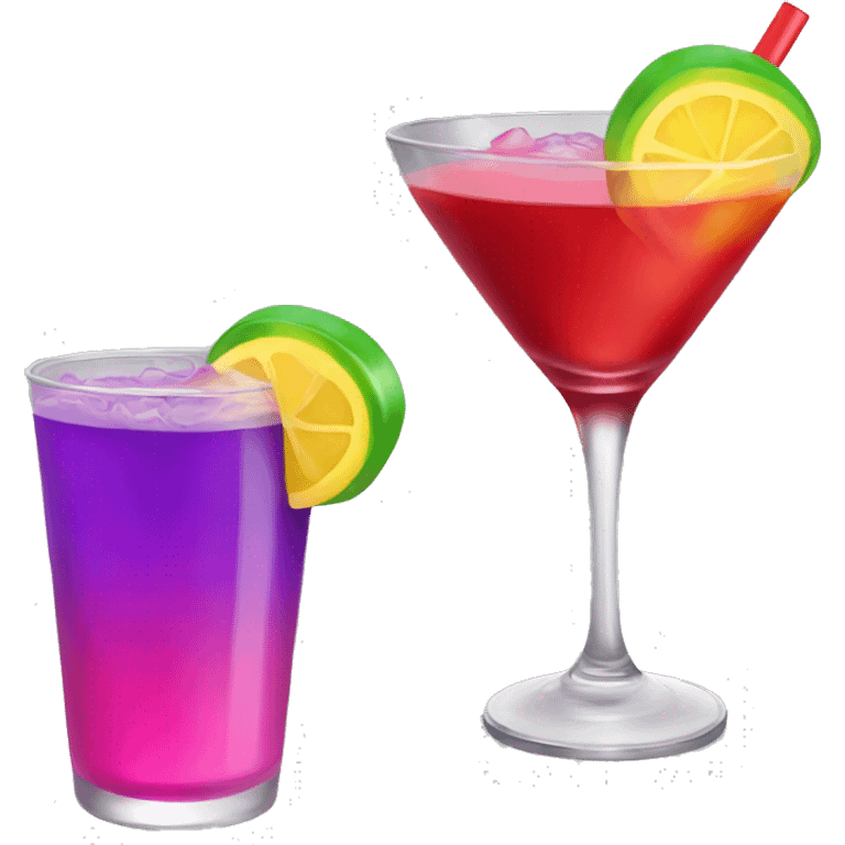 Red drink green red yellow pink purple emoji