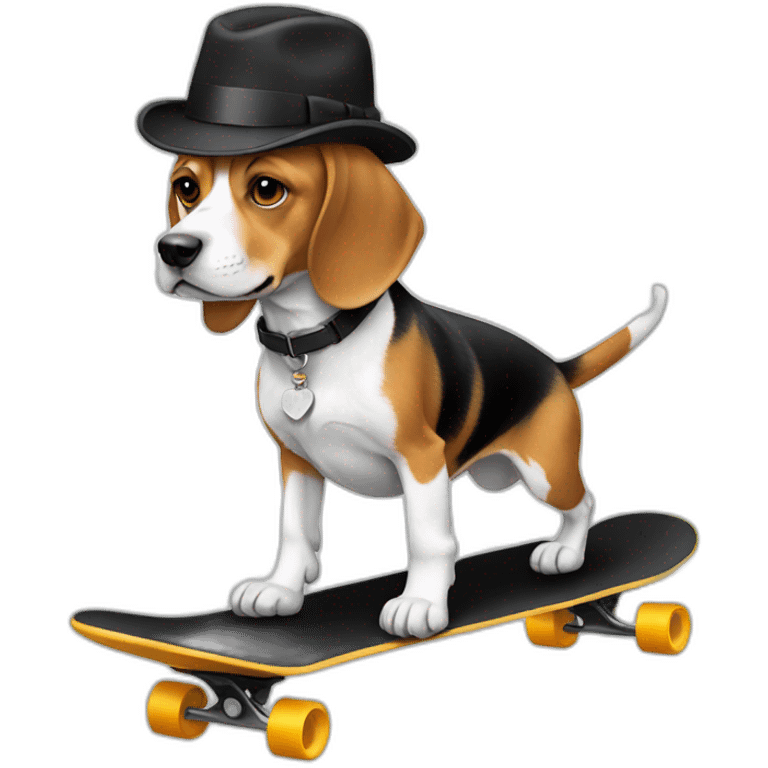 beagle in suit with a hat skateboarding emoji