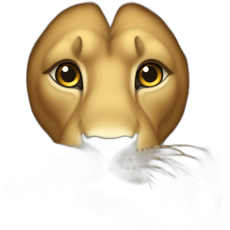 Lion avec des cœurs à la place des yeux emoji