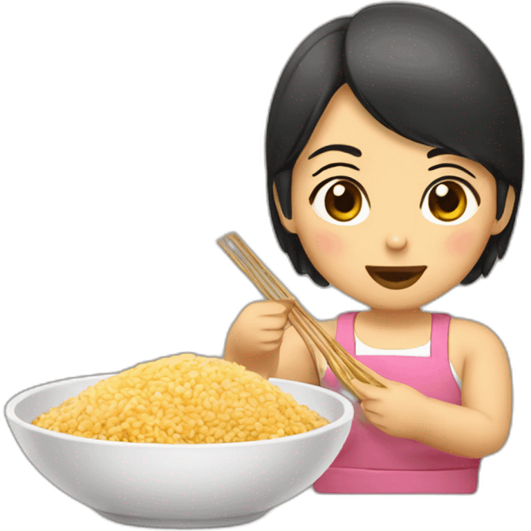 Chinita gordita comiendo arroz  emoji