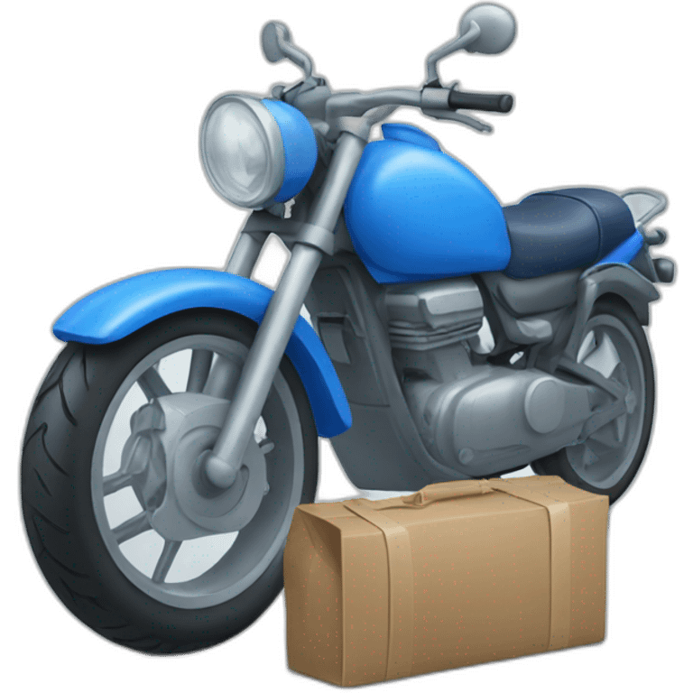 blue motorbike with bags emoji