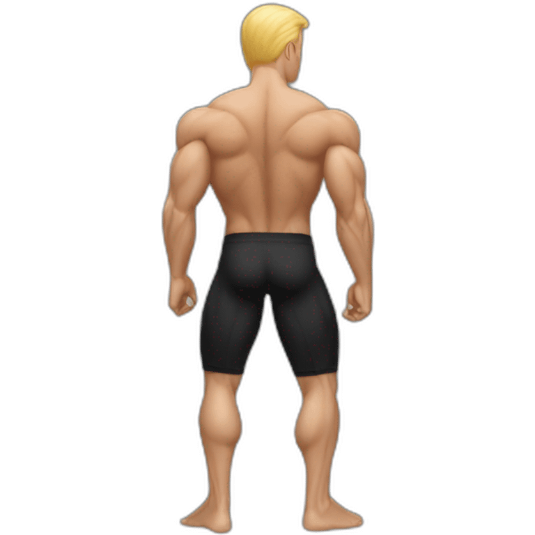 muscular leg, backshot, black short, white male emoji