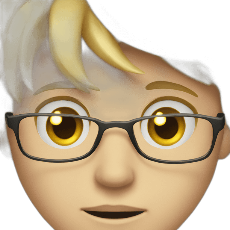 Blondie Boy wearing glasses and blink eye emoji