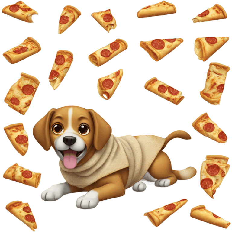 Dog eating pizza burrito emoji