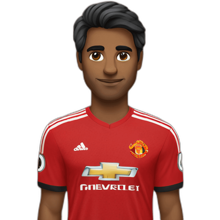 Indian south african with nice hair in Manchester united shirt emoji