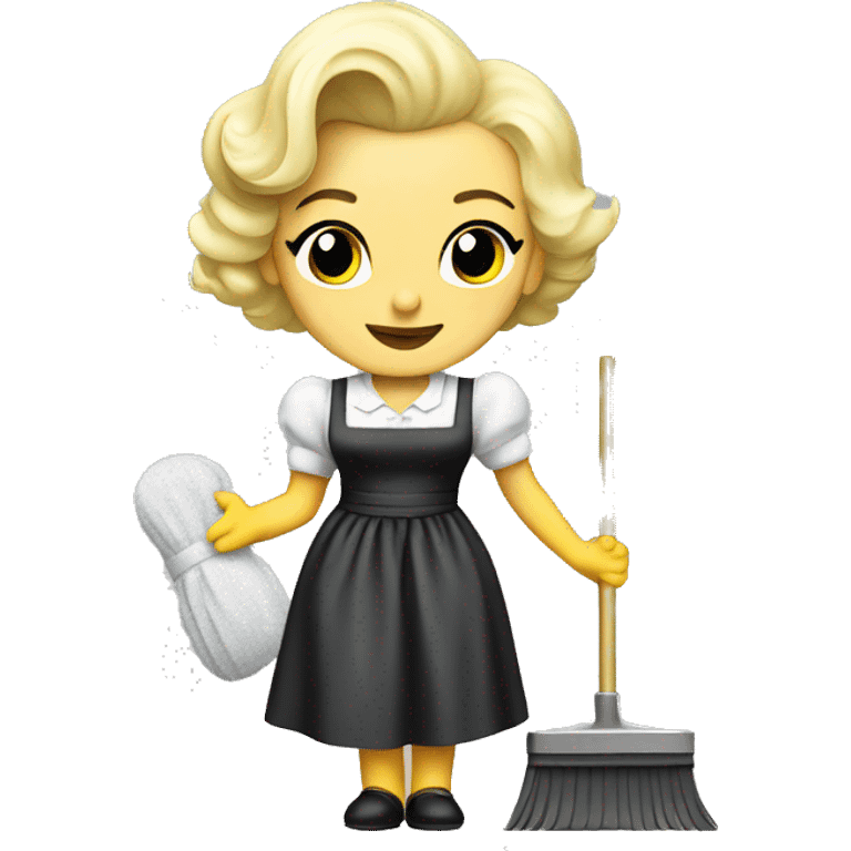 Marylin Monroe in a Swedish maid outfit cleaning  emoji