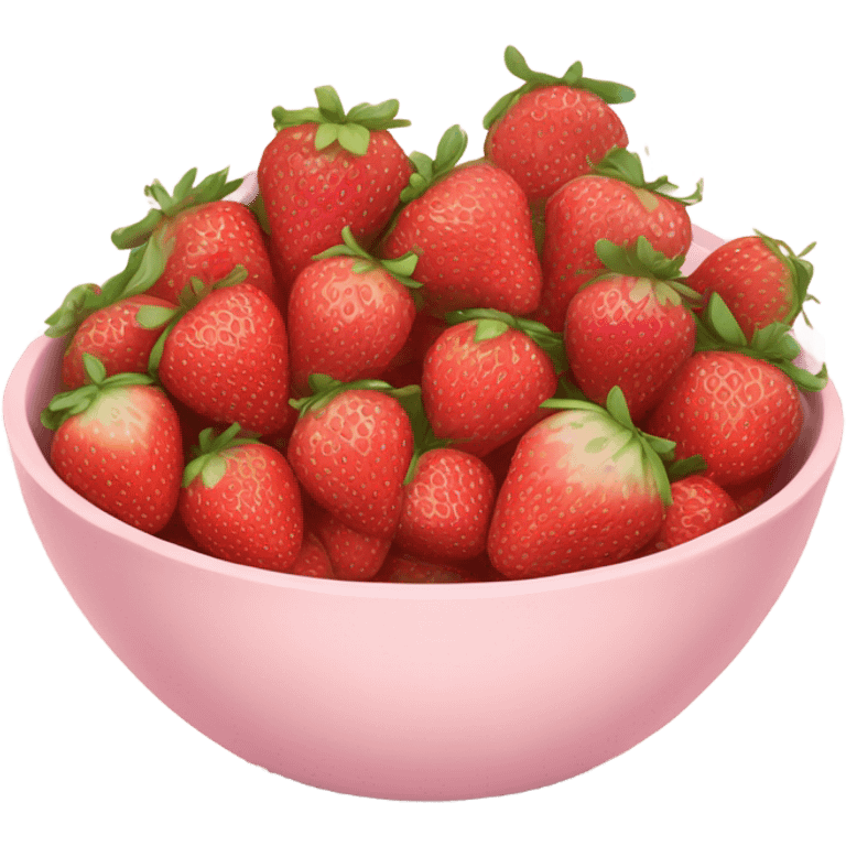 large fancy pastel pink bowl of strawberries emoji