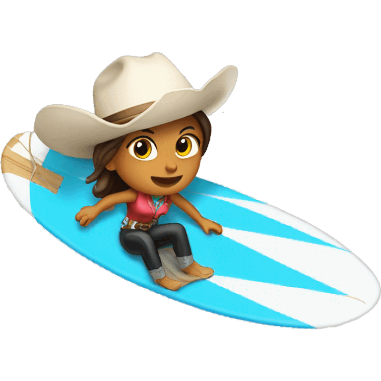 White Cowgirl surfing emoji