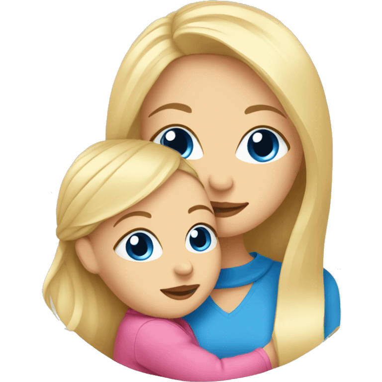 blue eyed blonde mom and baby girl emoji