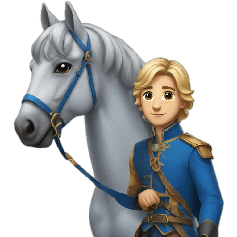 Le jeune Nicola à des grands chevaux bleu +🤩 emoji