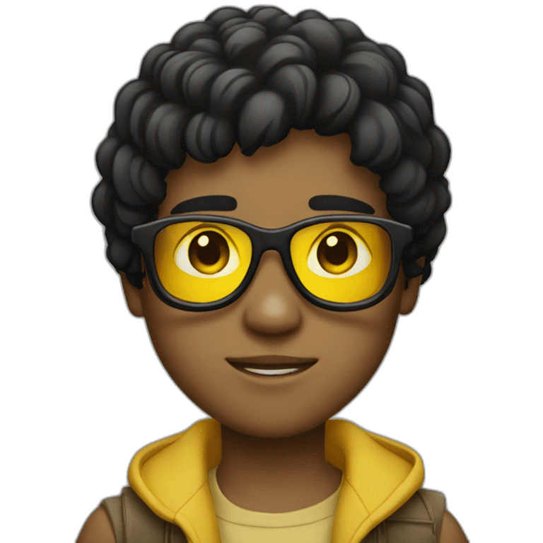 boy with yellow tinted glasses and combed black hair  emoji