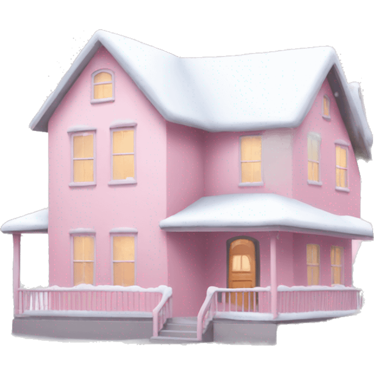 Light pink house with snow emoji