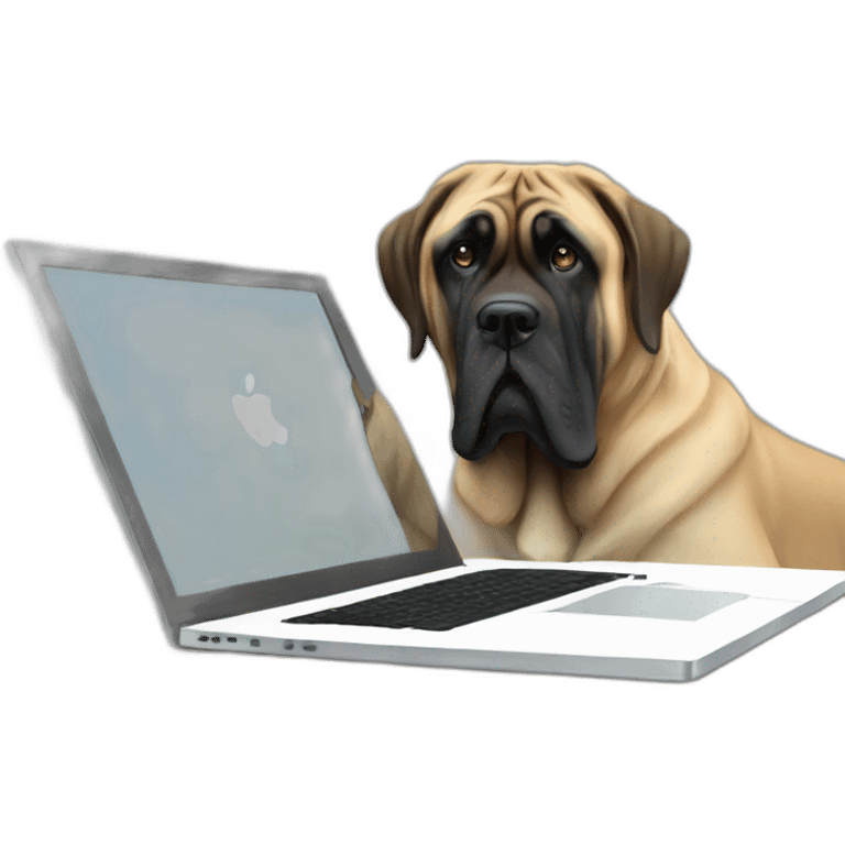 English mastiff using a Mac computer emoji